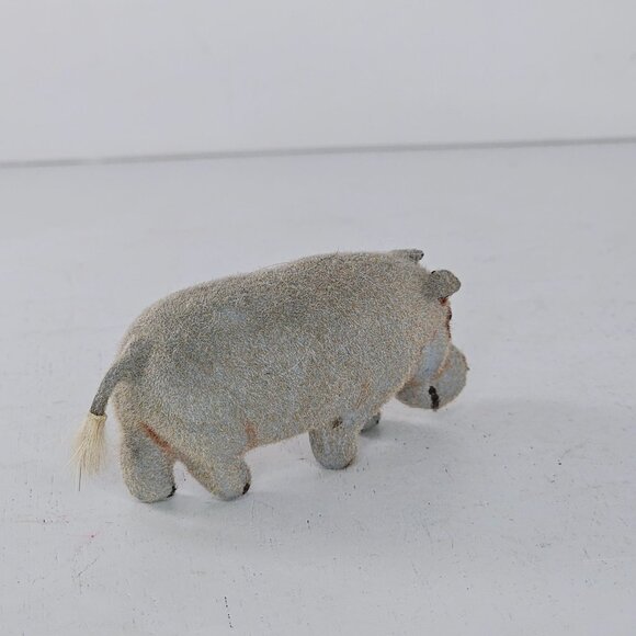 Vintage Wagner Kunstlerschutz Flocked Hippo Handmade West German Felt Figurine - Picture 4 of 8